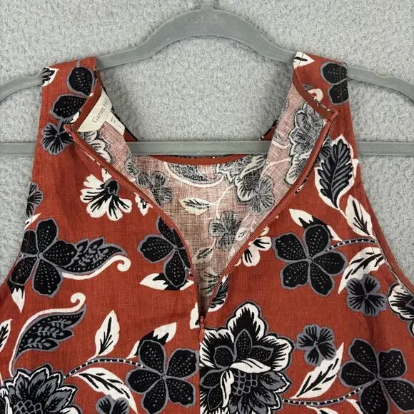 Garnet Hill Linen Dress 6 Beachy Floral Natural Pockets Sleeveless Resort 2022 - Picture 10 of 11